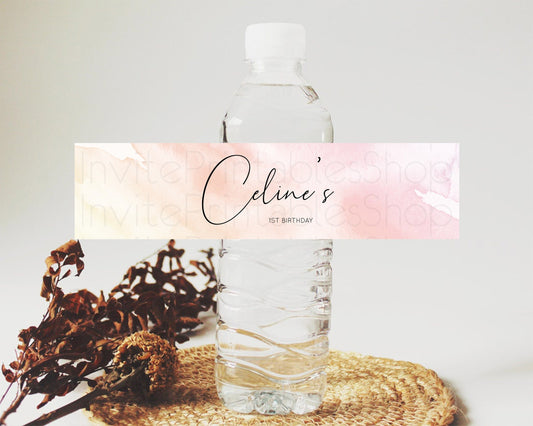 Editable Pink Watercolor Water Label Template Ombre Pink Watercolor Splash P