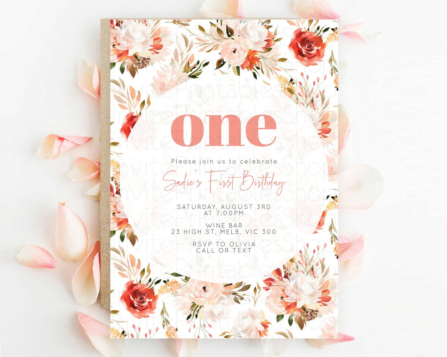 Secret Garden Invitation Wildflower Birthday Invitation Pastel Flowers Invite Enchanted Garden Boho Floral 3rd 2nd First Birthday D10540