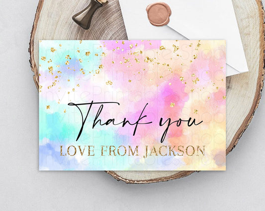 Pastel Thank You Rainbow Thank You Card Colorful Pastel Birthday Thank You Card Confetti Watercolor Pastel Teacher Thank You Cards D10667