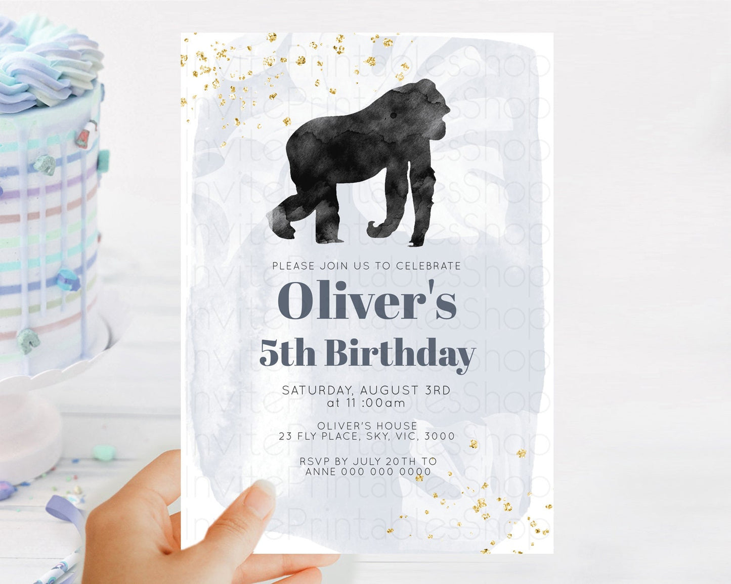 Gorilla Birthday Invitation Gorilla Invitation Gorilla Birthday Jungle Gorilla Party Jungle Adventure Zoo Party Animals Two Wild ONE D10331