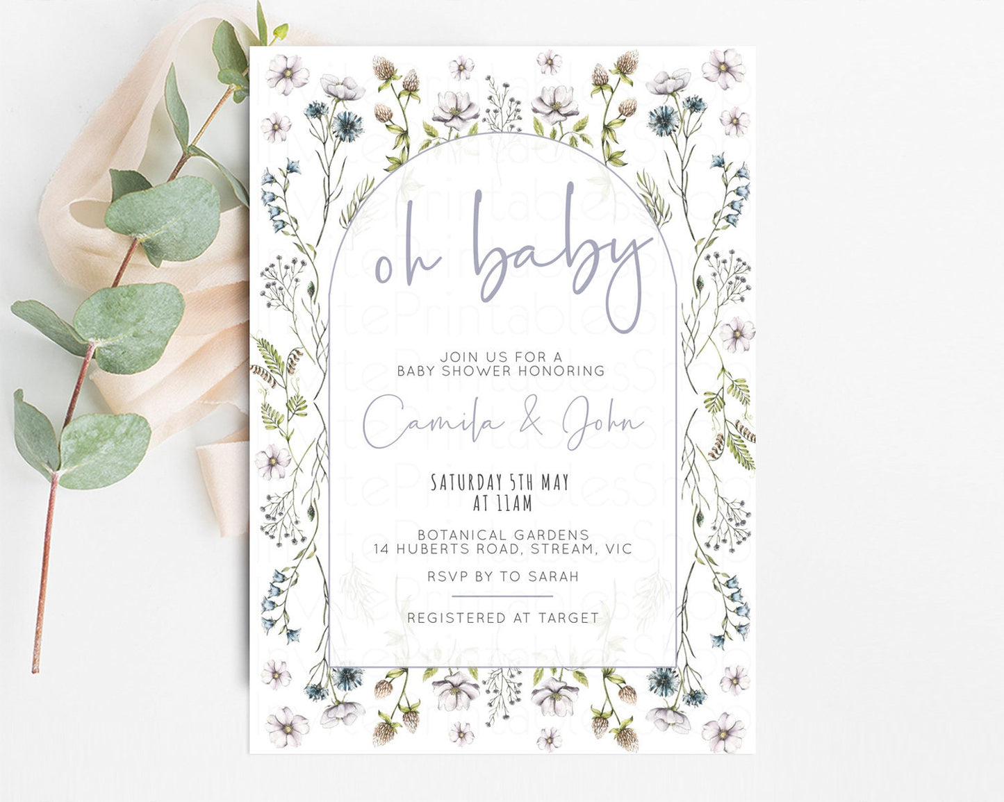 Secret Garden Baby Shower Invitation Enchanted Garden Shower Invitation Whimsical Floral Shower Boho Botanical High Tea Party Wildflower 587