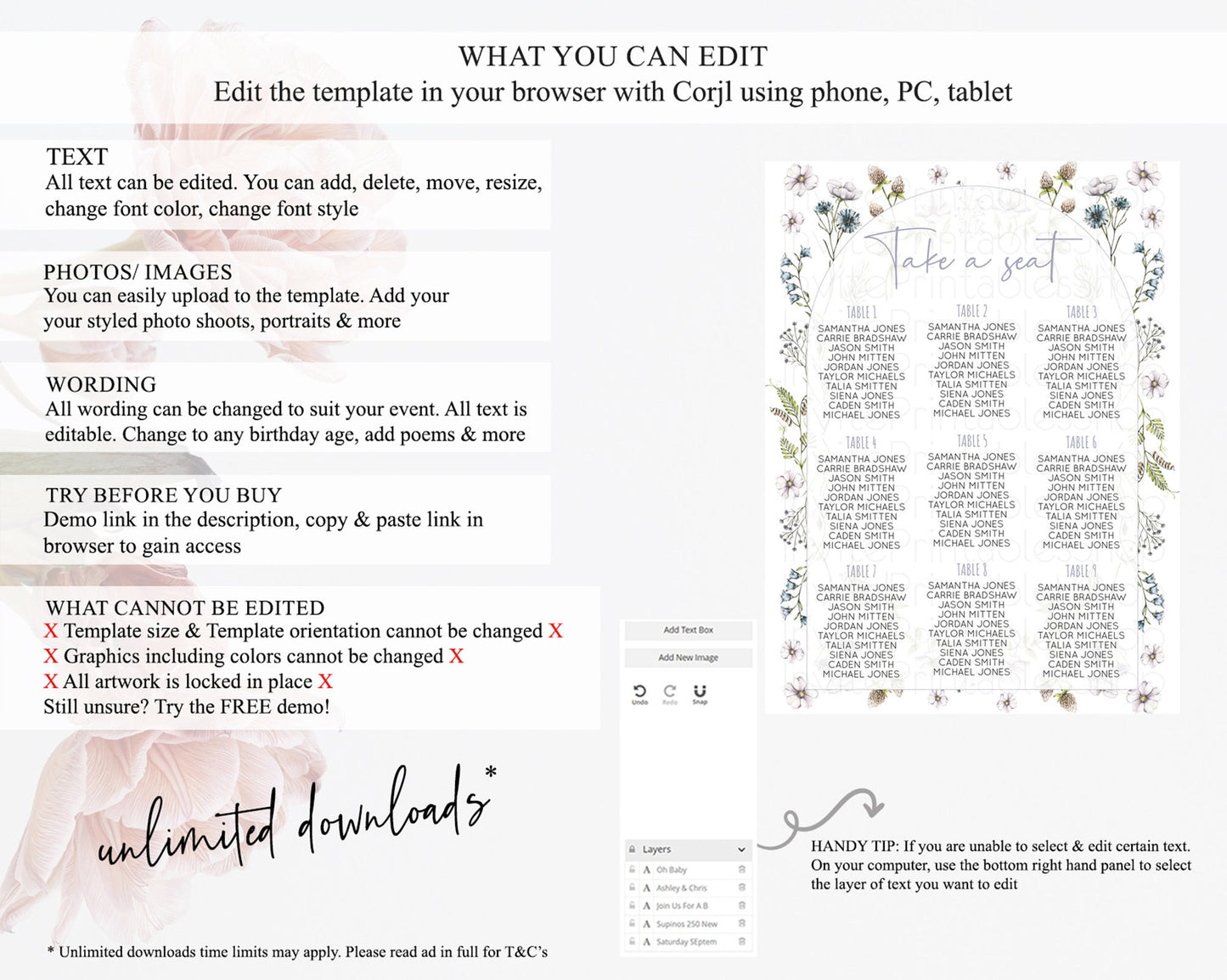 Secret Garden Seating Chart Wildflower Seating Chart Pastel Flowers Seating Chart Enchanted Garden Boho Floral Take A Seat Décor D10603