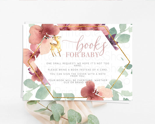 Editable Fawn Books For Baby Card Deer Book Insert Floral Deer Book Card Enc