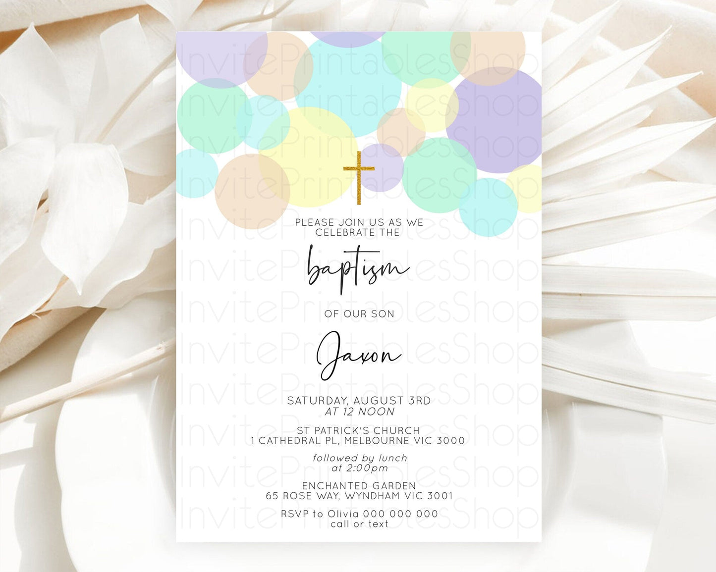 Pastel Baptism Invitation Pastel Confetti Baptism 1st Birthday Invitation Colorful Rainbow Confetti Bubbles Christening Invitation D10414