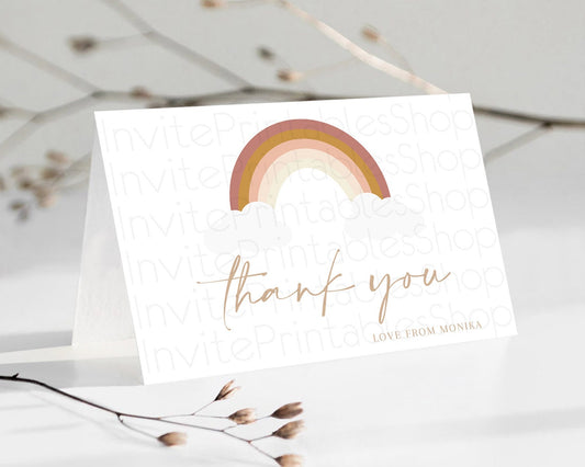 Editable Pastel Rainbow Thank You Boho Rainbow Thank You Card Rainbow Birthd