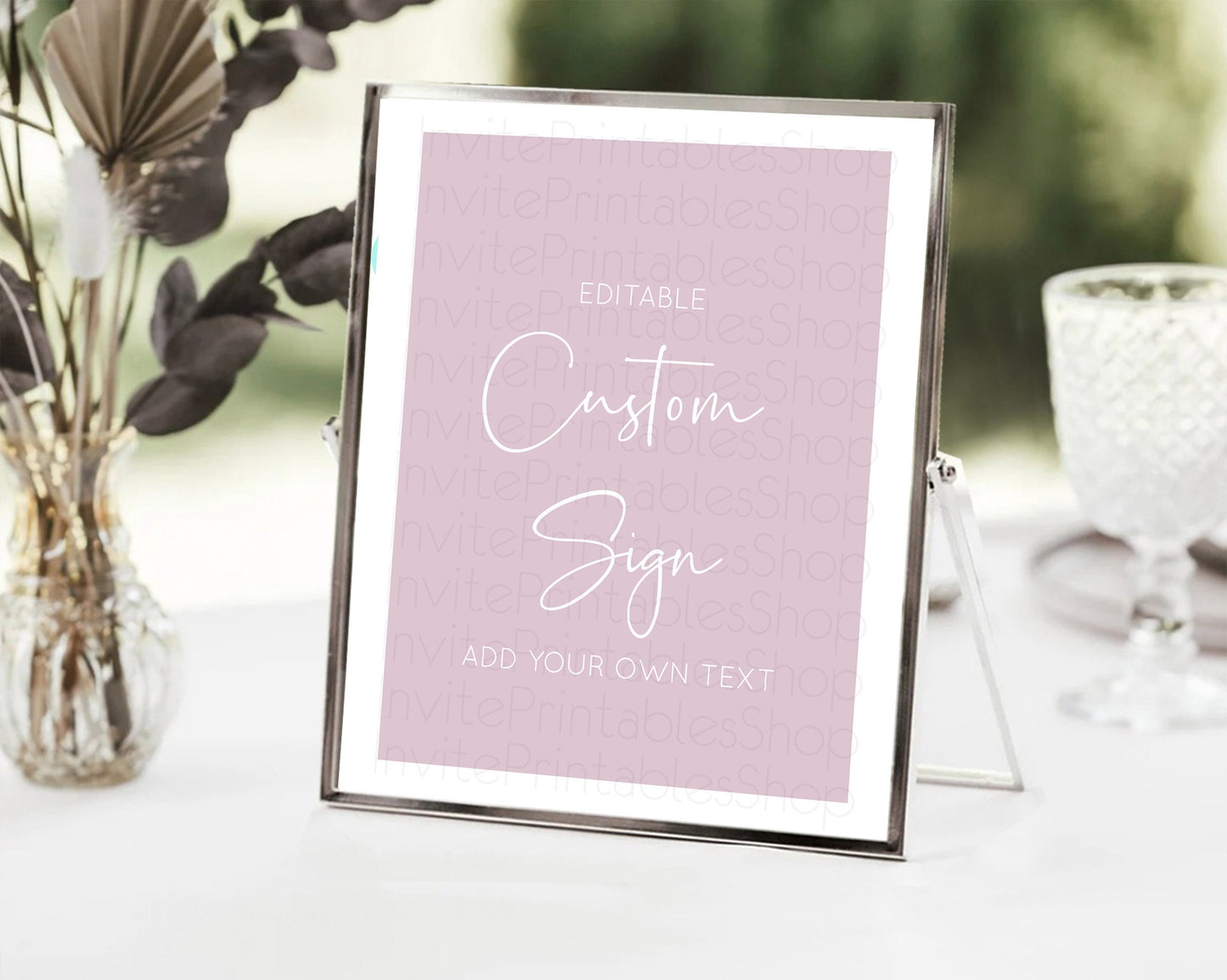 Editable Minimalist Pink Sign Pink Table Sign Decor Simple Modern Pink Party
