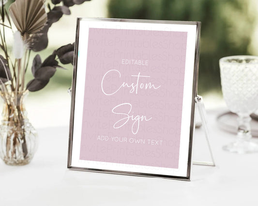 Editable Minimalist Pink Sign Pink Table Sign Decor Simple Modern Pink Party