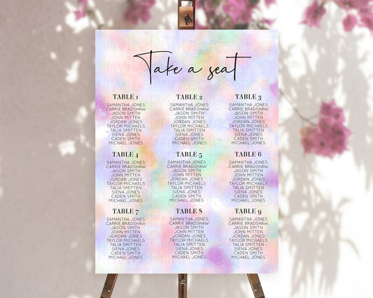 Editable Rainbow Seating Chart Pastel Seating Chart Colorful Pastel Watercol