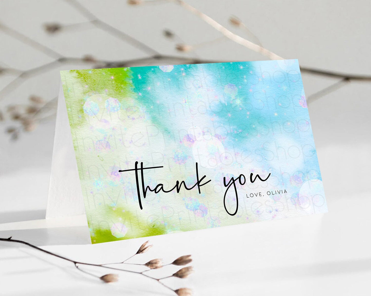 Pastel Thank You Rainbow Thank You Card Colorful Pastel Birthday Thank You Card Confetti Watercolor Pastel Teacher Thank You Cards D10692