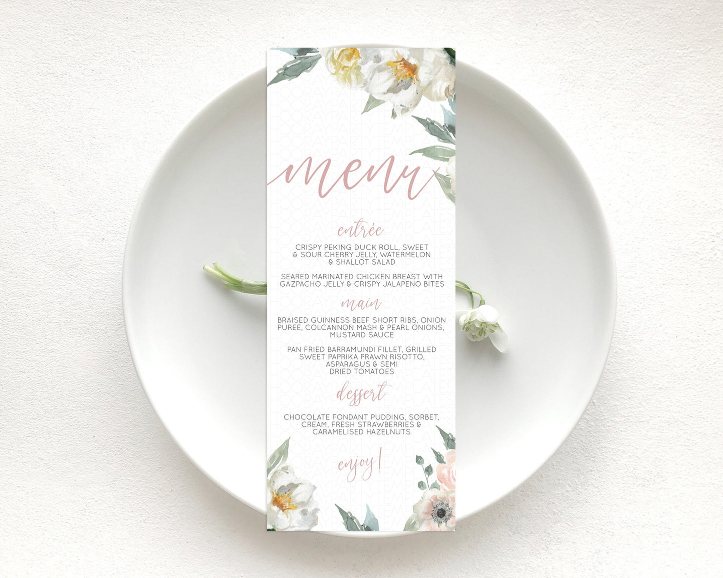 Editable Secret Garden Menu Wildflower Menu Template Pastel Flower Garden Ta