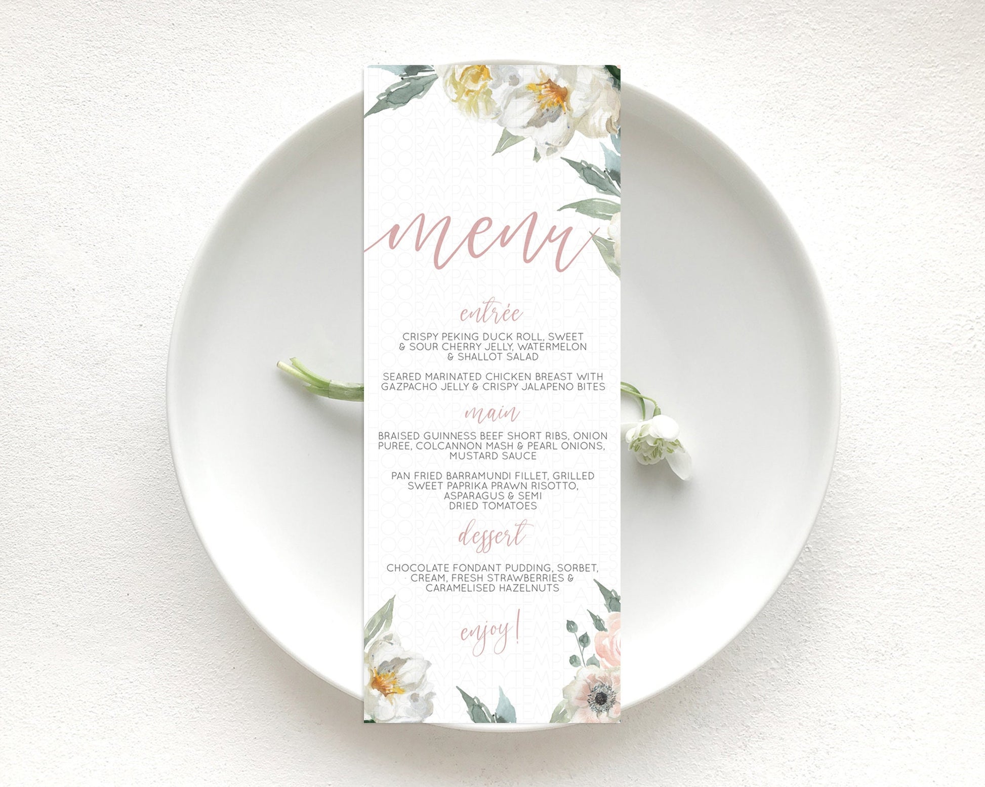 Editable Secret Garden Menu Wildflower Menu Template Pastel Flower Garden Ta