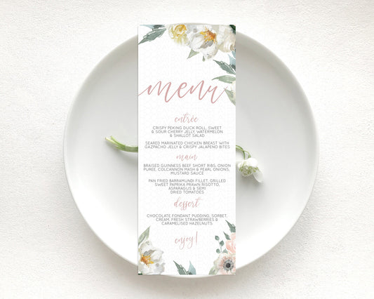 Editable Secret Garden Menu Wildflower Menu Template Pastel Flower Garden Ta