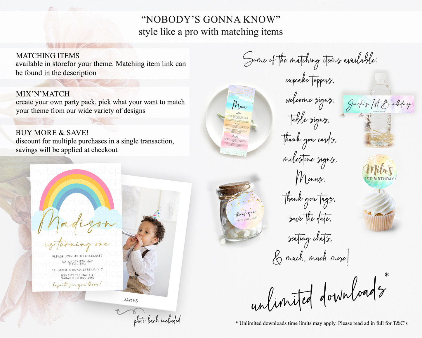 Pastel Rainbow Birthday Invitation Pastel Rainbow Invitation Rainbow Invitation Pastel Invitation Boho Rainbow 1st First Birthday D10123
