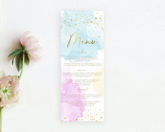 Editable Pastel Menu Pastel Rainbow Menu Template Colorful Pastel Table Deco