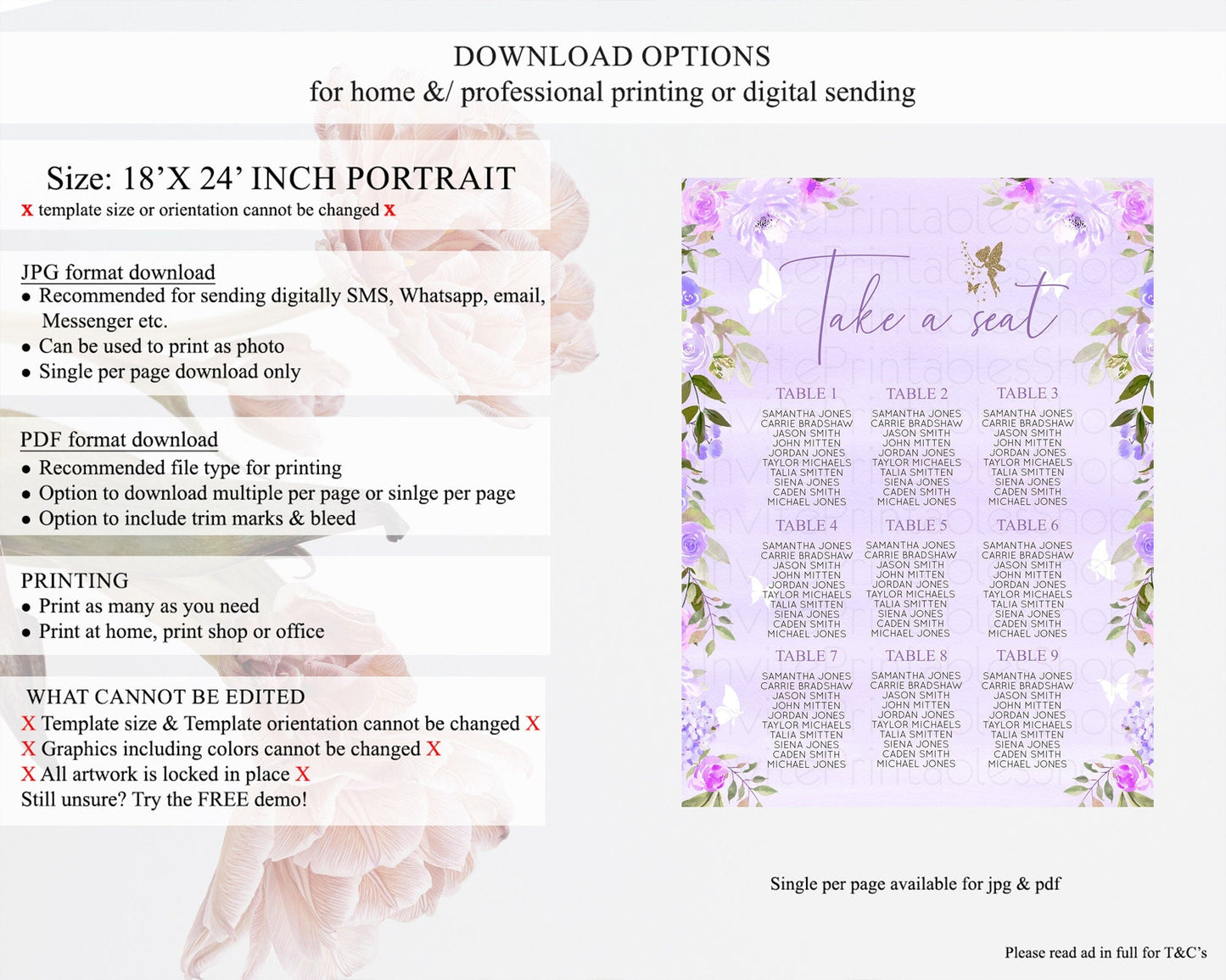Fairy Seating Chart Pastel Fairy Seating Chart Fairy Tea Party Fairy Garden Seating Sign Enchanted Garden Floral Butterfly Decor D10910