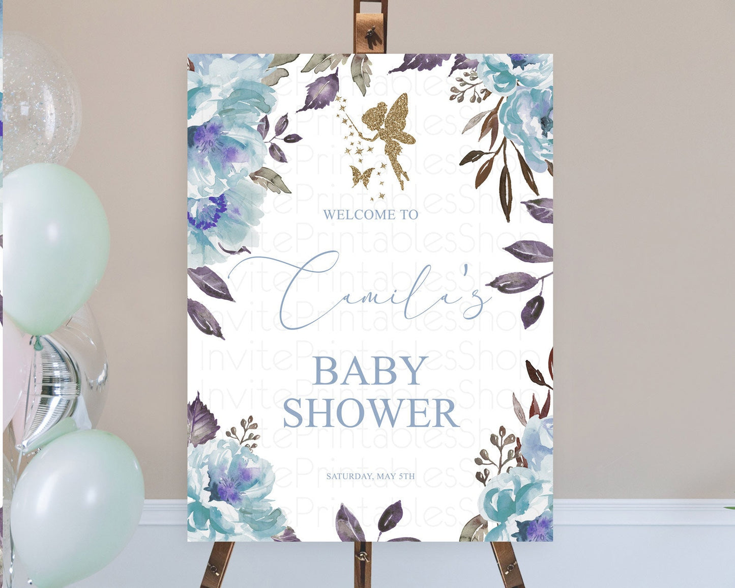 Fairy Baby Shower Welcome Sign Fairy Welcome Board Enchanted Garden Pastel Floral Butterfly Décor Secret Garden Fairy Welcome Sign D10728