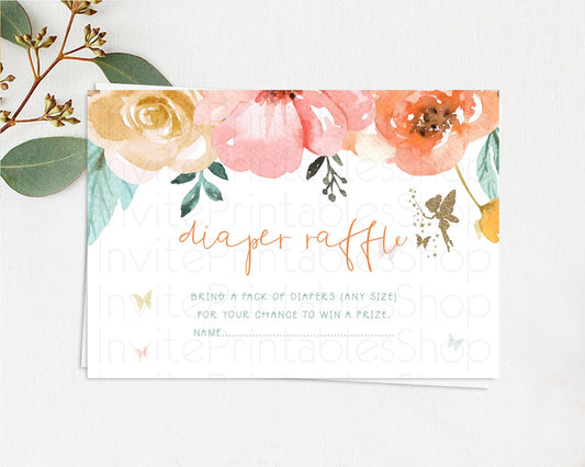 Editable Fairy Diaper Raffle Card Fairy Diaper Insert Enchanted Garden Fairy