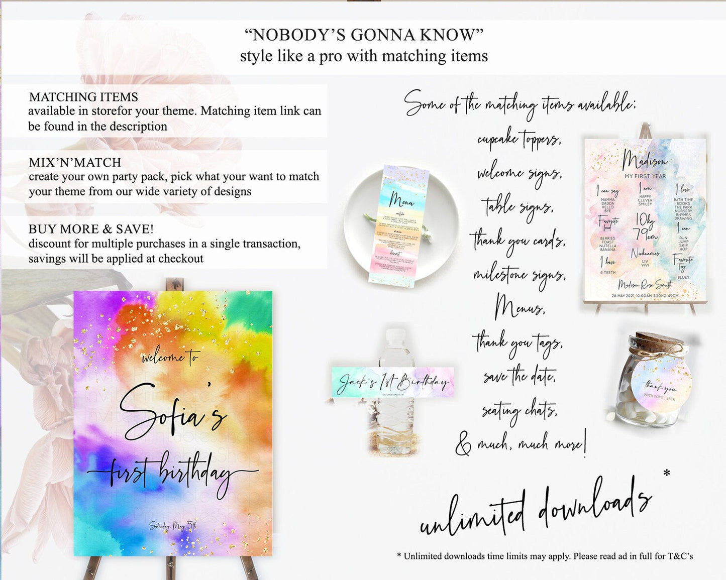 Tie Dye Welcome Board Rainbow Tie Dye Welcome Sign Pastel Welcome Poster Colorful Pastel Welcome Rainbow First Birthday Welcome Sign D10530
