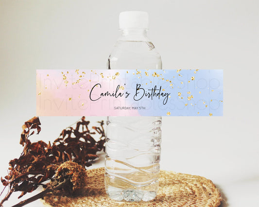 Editable Pastel Water Label Template Pastel Ombre Rainbow Watercolor Colorfu