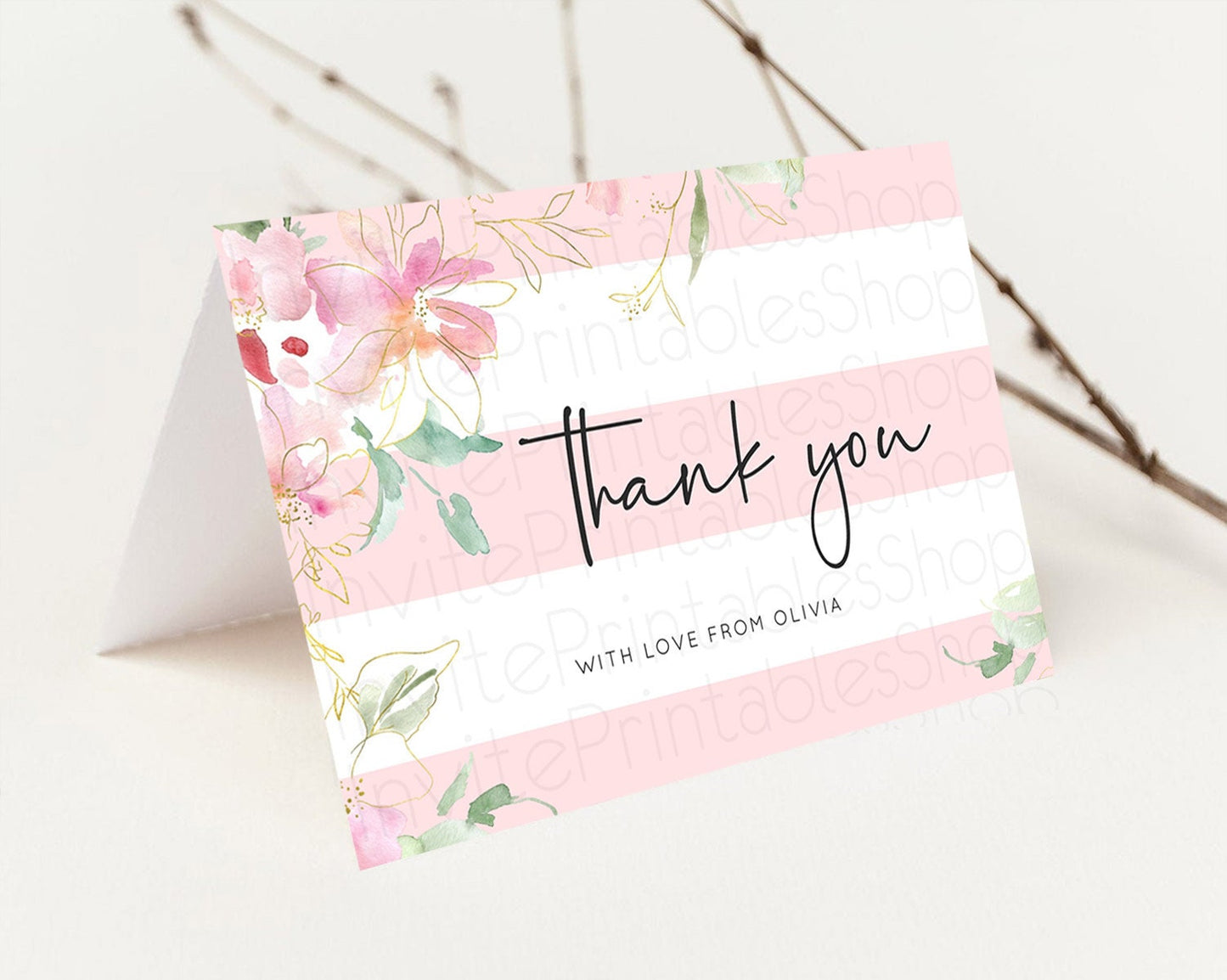 Secret Garden Thank You Wildflower Thank You Card Pastel Flower Garden Birthday Thank You Card Boho Floral Teacher Thank You Card D10300