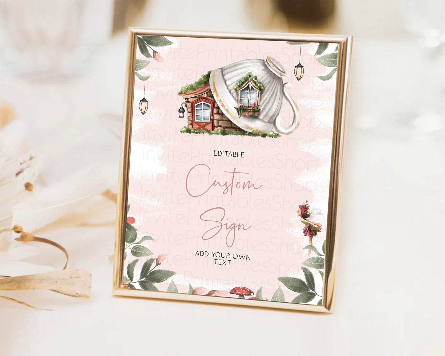 Fairy Sign Enchanted Garden Table Sign Decor Pastel Floral Butterfly Party Secret Garden Birthday Baptism Baby Shower Bridal Shower D10563