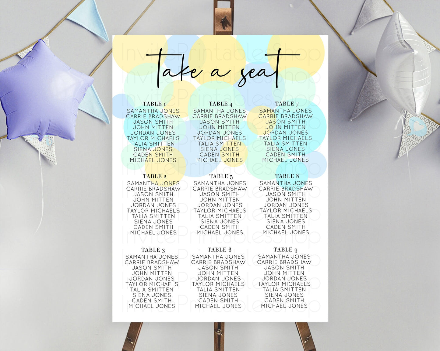 Pastel Seating Chart Pastel Confetti Seating Chart Bubbles Sprinkles Seating Sign Colorful Rainbow Decor Confetti Seating Board 100206