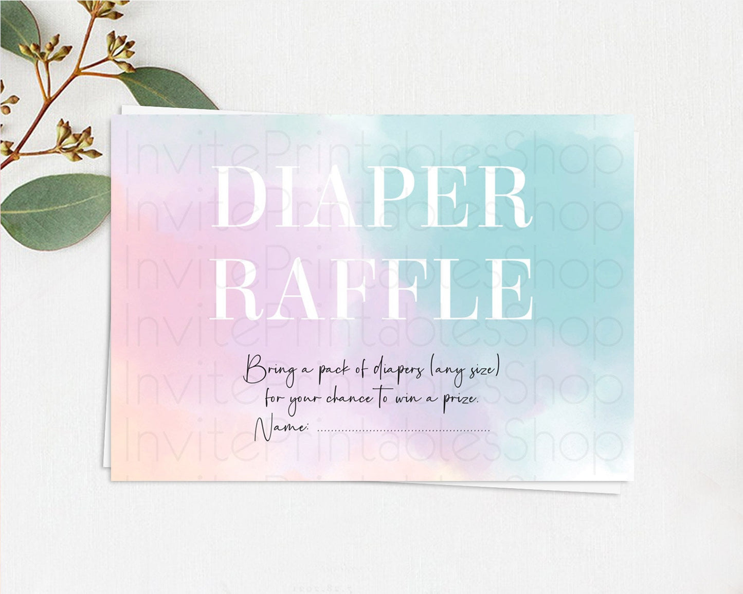 Editable Pastel Diaper Raffle Card Pastel Rainbow Diaper Raffle Insert Color