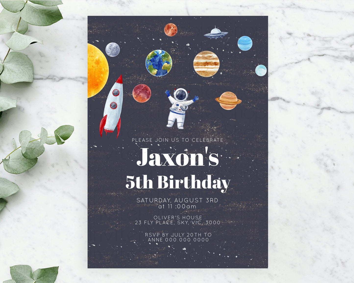 Space Birthday Invitation Space 1st Birthday Invites First Trip Around the Sun Invite Sky Stars Planets Milkyway Solar System Invite D10144