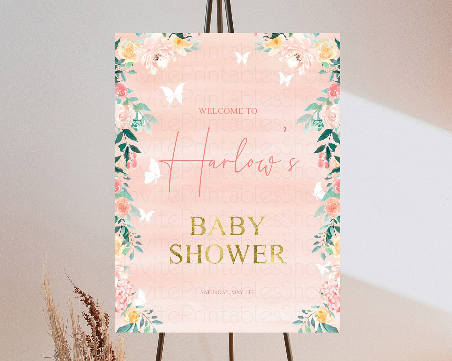 Secret Garden Baby Shower Welcome Sign Wildflower Welcome Board Pastel Flower Garden Welcome Poster Boho Wildflower Welcome Sign D10245