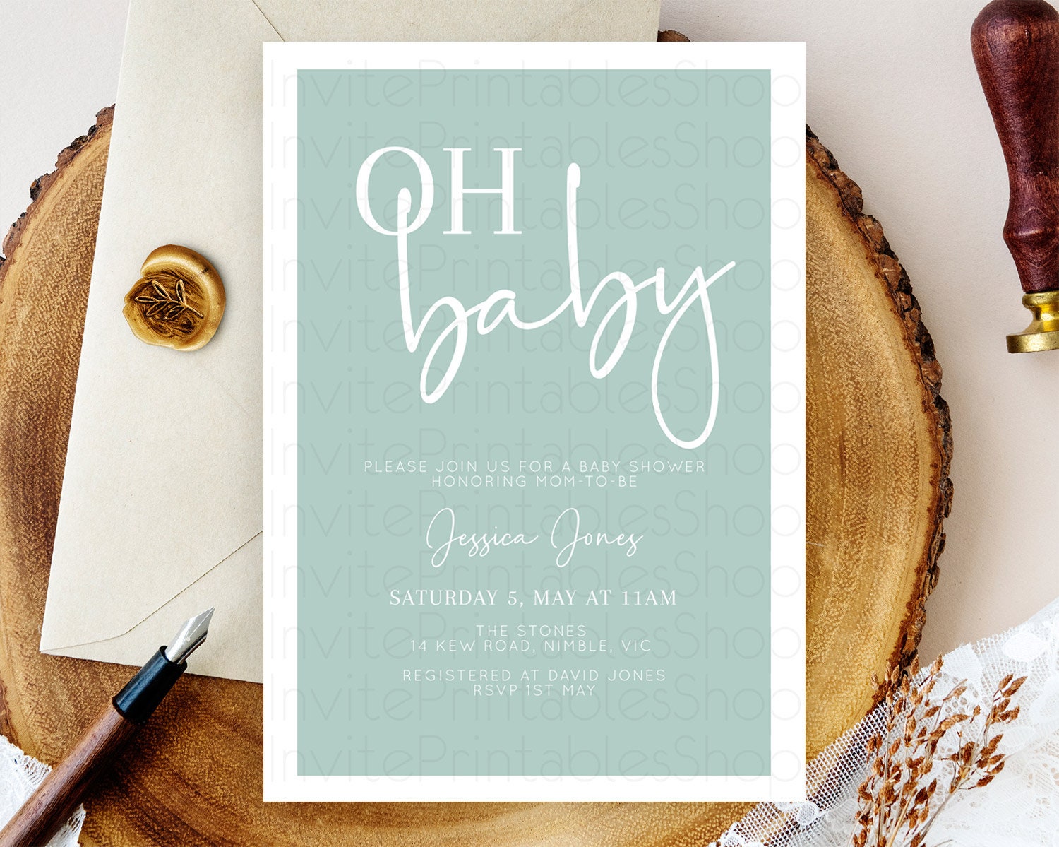 Editable Green Baby Shower Invitation Pastel Green Baby Shower Invitation Mi