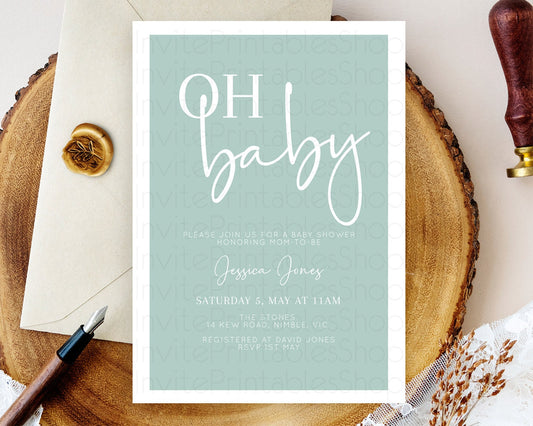 Editable Green Baby Shower Invitation Pastel Green Baby Shower Invitation Mi