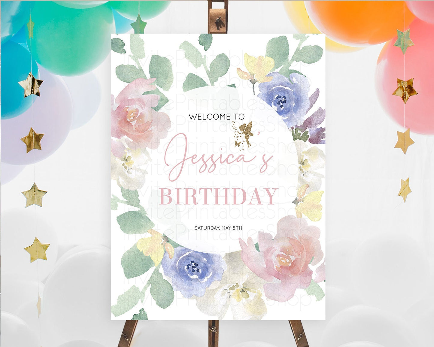 Fairy Welcome Sign Fairy Welcome Board Enchanted Garden Pastel Floral Butterfly Decor Secret Garden First Birthday Welcome Sign D10861