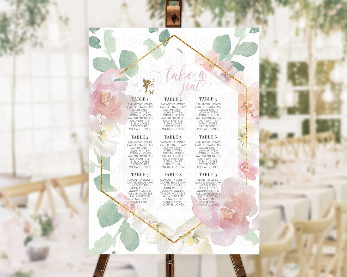 Editable Fairy Seating Chart Pastel Fairy Seating Chart Fairy Tea Party Fair