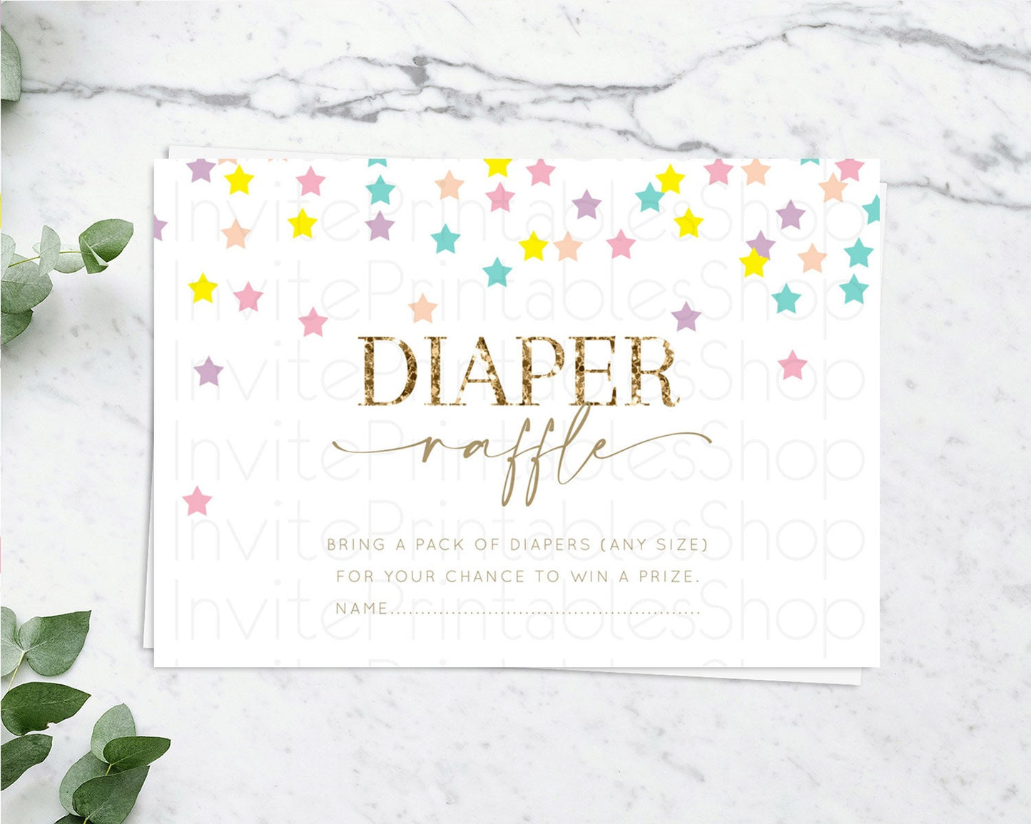Pastel Star Diaper Raffle Card Shooting Star Diaper Raffle Insert Twinkle Little Star Diaper Ticket Rainbow Confetti Raffle Game D10601