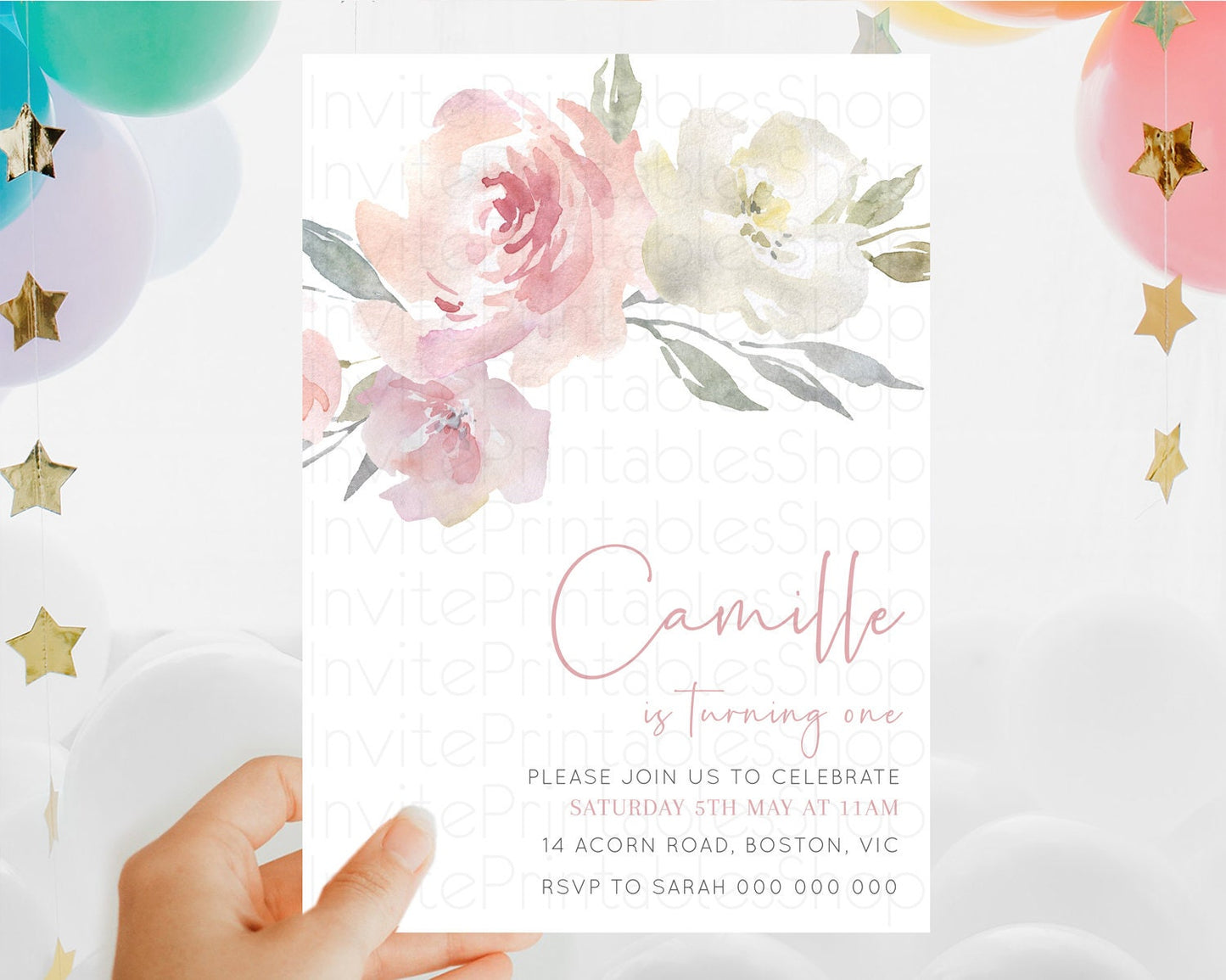 Secret Garden Invitation Wildflower Birthday Invitation Pastel Flowers Invite Enchanted Garden Boho Floral 3rd 2nd First Birthday D10183