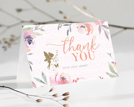 Editable Fairy Thank You Fairy Thank You Card Enchanted Garden Pastel Butter