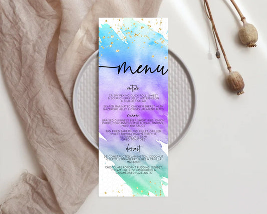 Editable Pastel Menu Pastel Rainbow Menu Template Colorful Pastel Table Deco