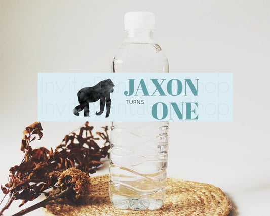 Gorilla Water Label Template Gorilla Party Decor Water Label Safari Adventure Gorilla Minimal Theme 1st Birthday Baptism Baby Shower D10799