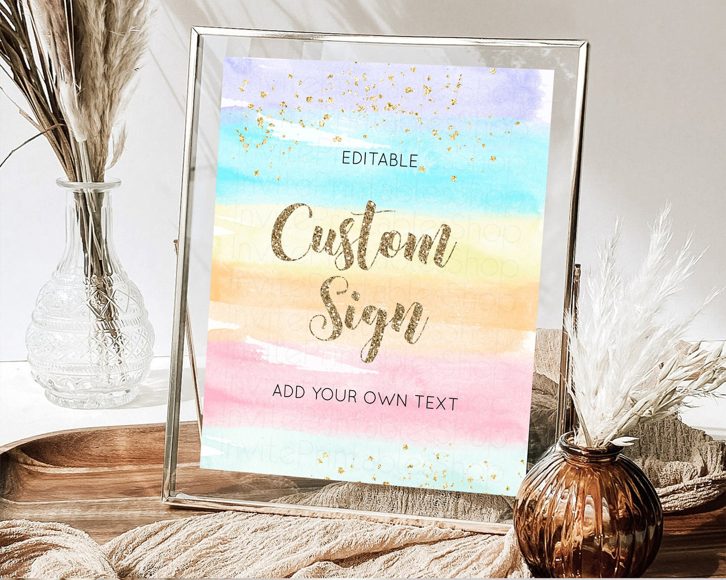 Pastel Rainbow Sign Cards Gifts Sign Table Signs Diaper Sign Books Sign Food Sign Custom Sign Glitter Wedding Birthday Baby Shower 8x10 525