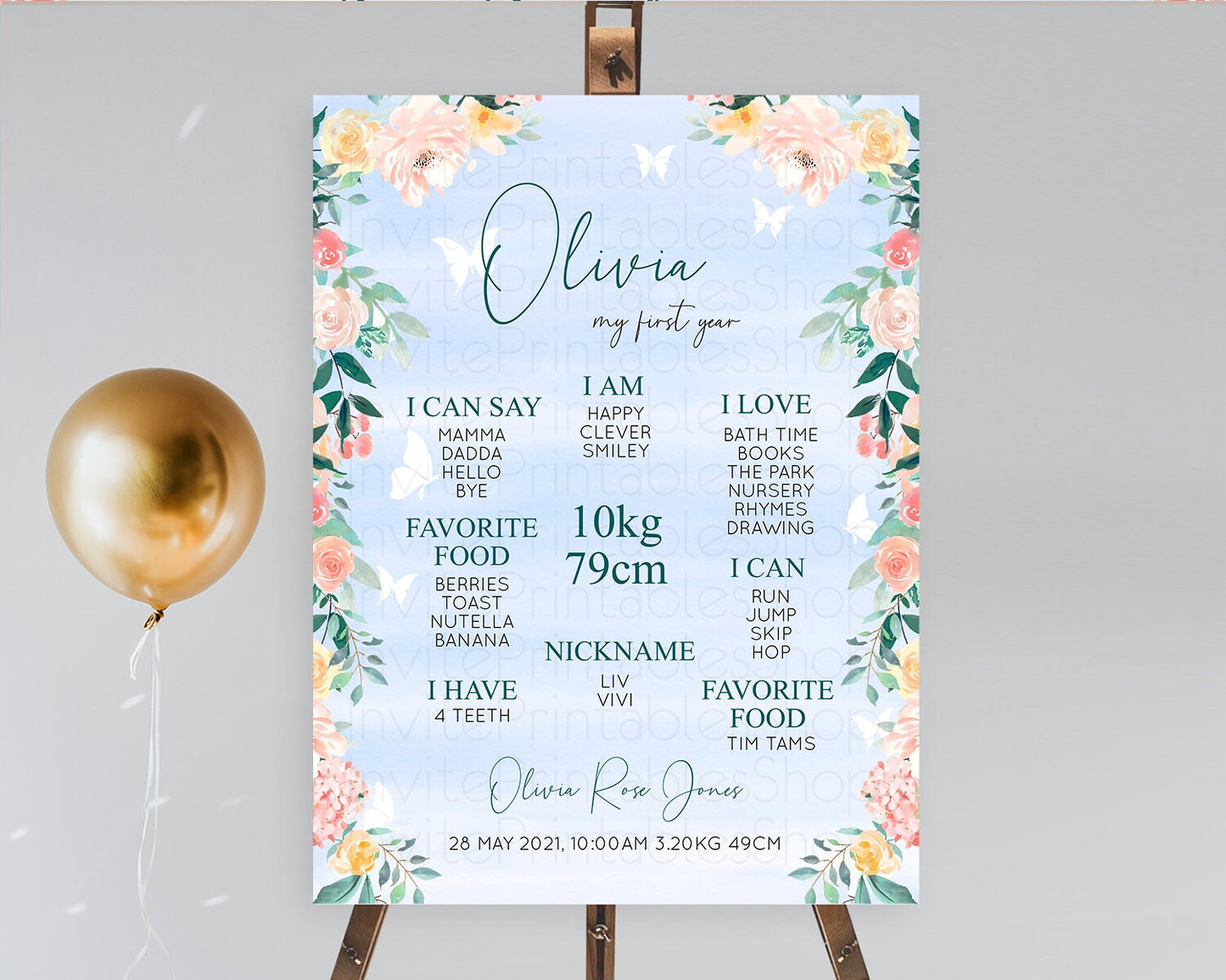 Secret Garden Milestone Board Wildflower First Birthday Milestone Poster Pastel Flowers Milestone Boho Wildflower 1st Birthday Sign D10337