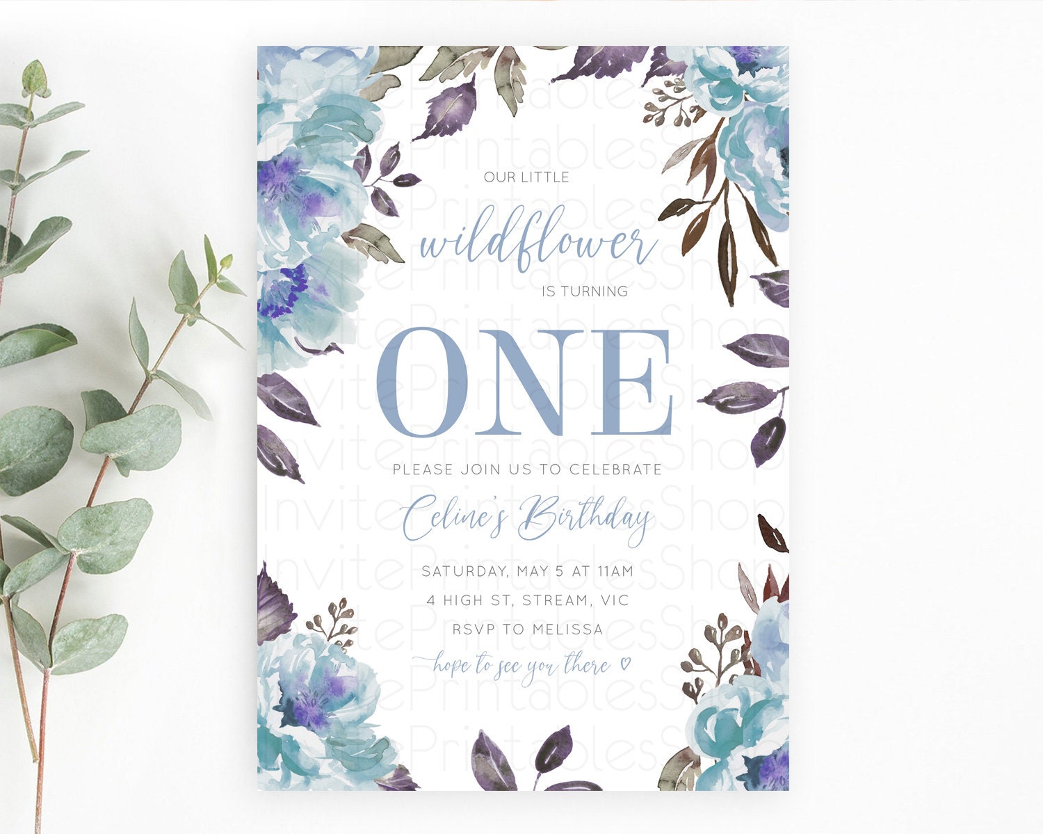 Editable Secret Garden Invitation Wildflower Birthday Invitation Pastel Flow