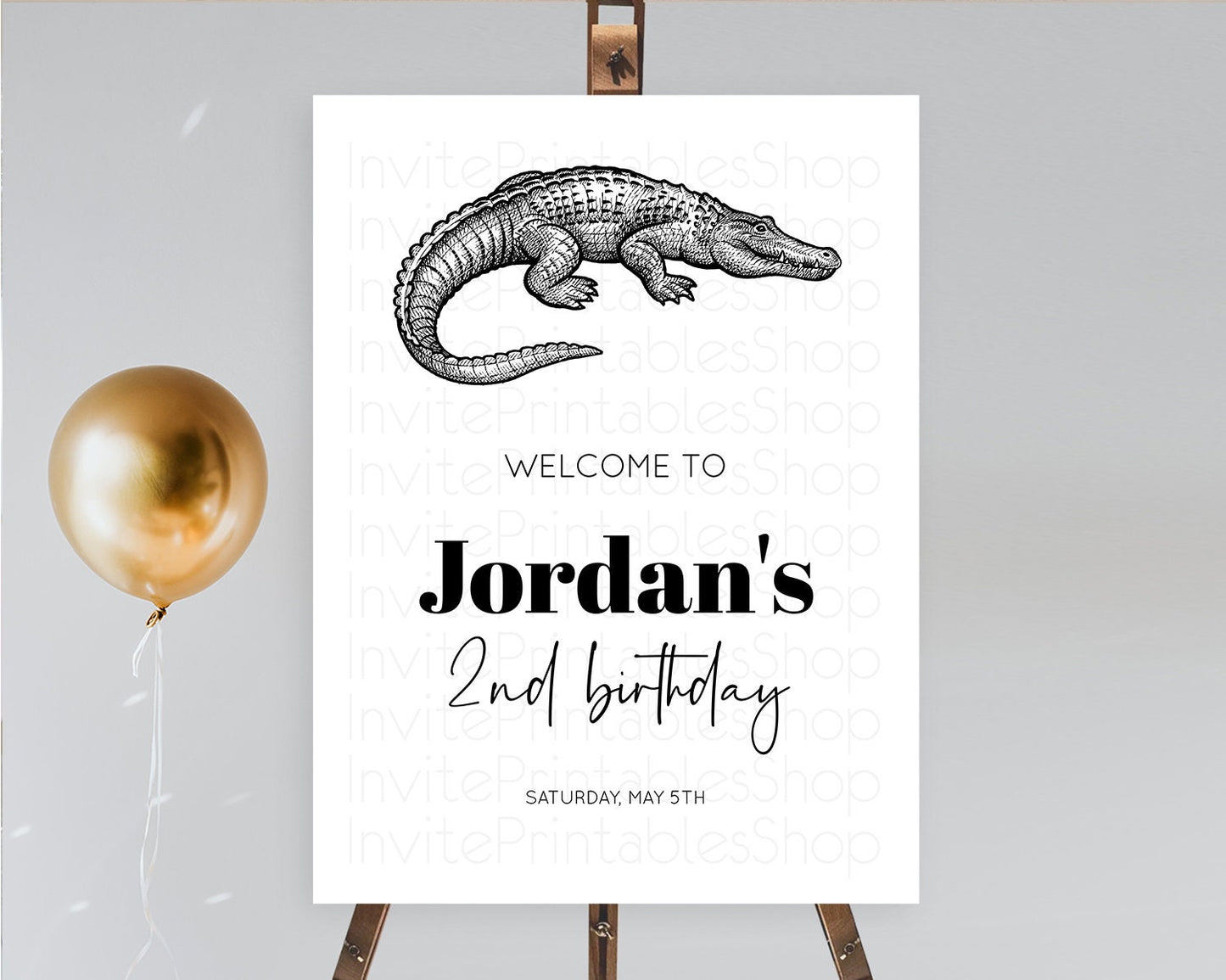 Editable Crocodile Welcome Sign Alligator Welcome Board Croc Gator Party Wel