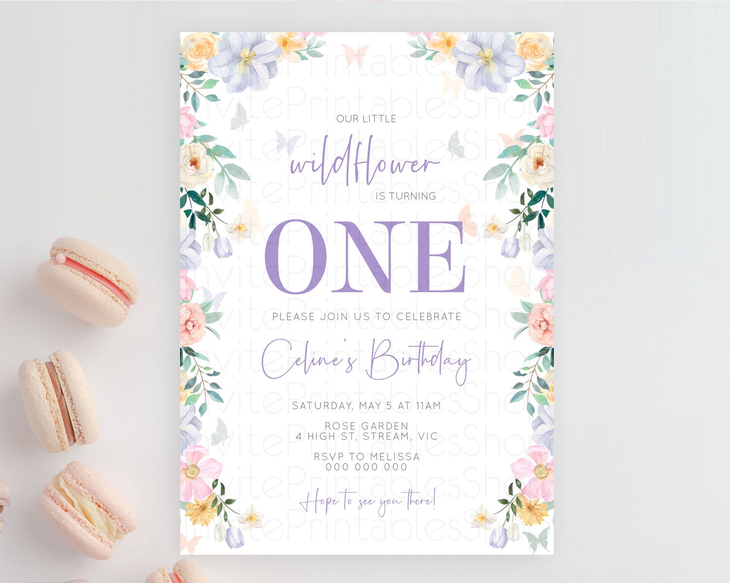 Editable Secret Garden Invitation Wildflower Birthday Invitation Pastel Flow