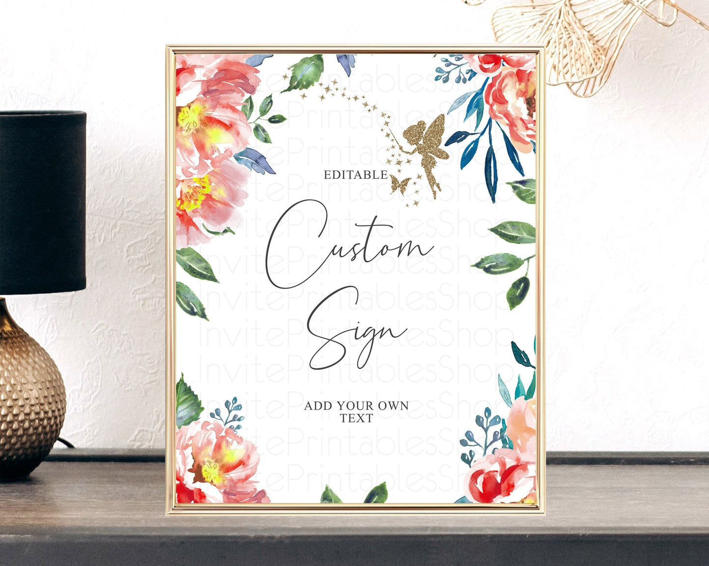Fairy Sign Enchanted Garden Table Sign Decor Pastel Floral Butterfly Party Secret Garden Birthday Baptism Baby Shower Bridal Shower D10752