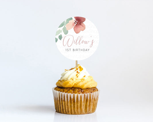 Editable Secret Garden Cupcake Toppers Wildflower Cupcake Toppers Pastel Flo