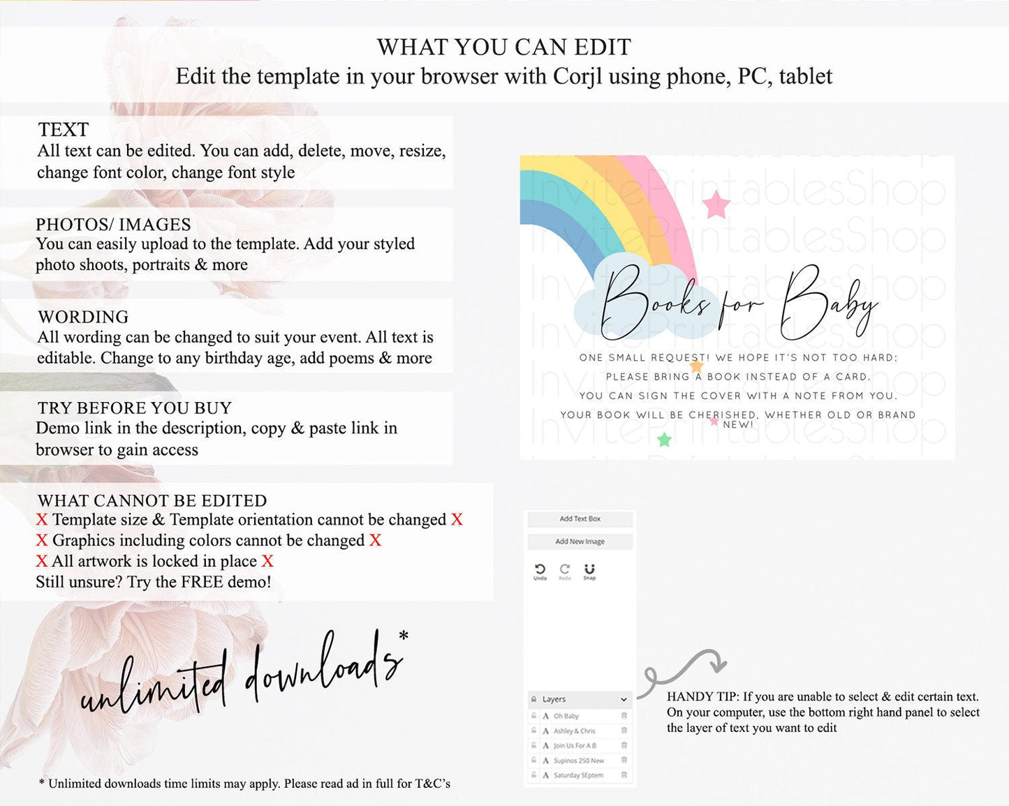 Pastel Rainbow Books For Baby Card Boho Rainbow Book Insert Boho Rainbow Book Card Pastel Watercolor Baby Shower Book Poem Request D11023