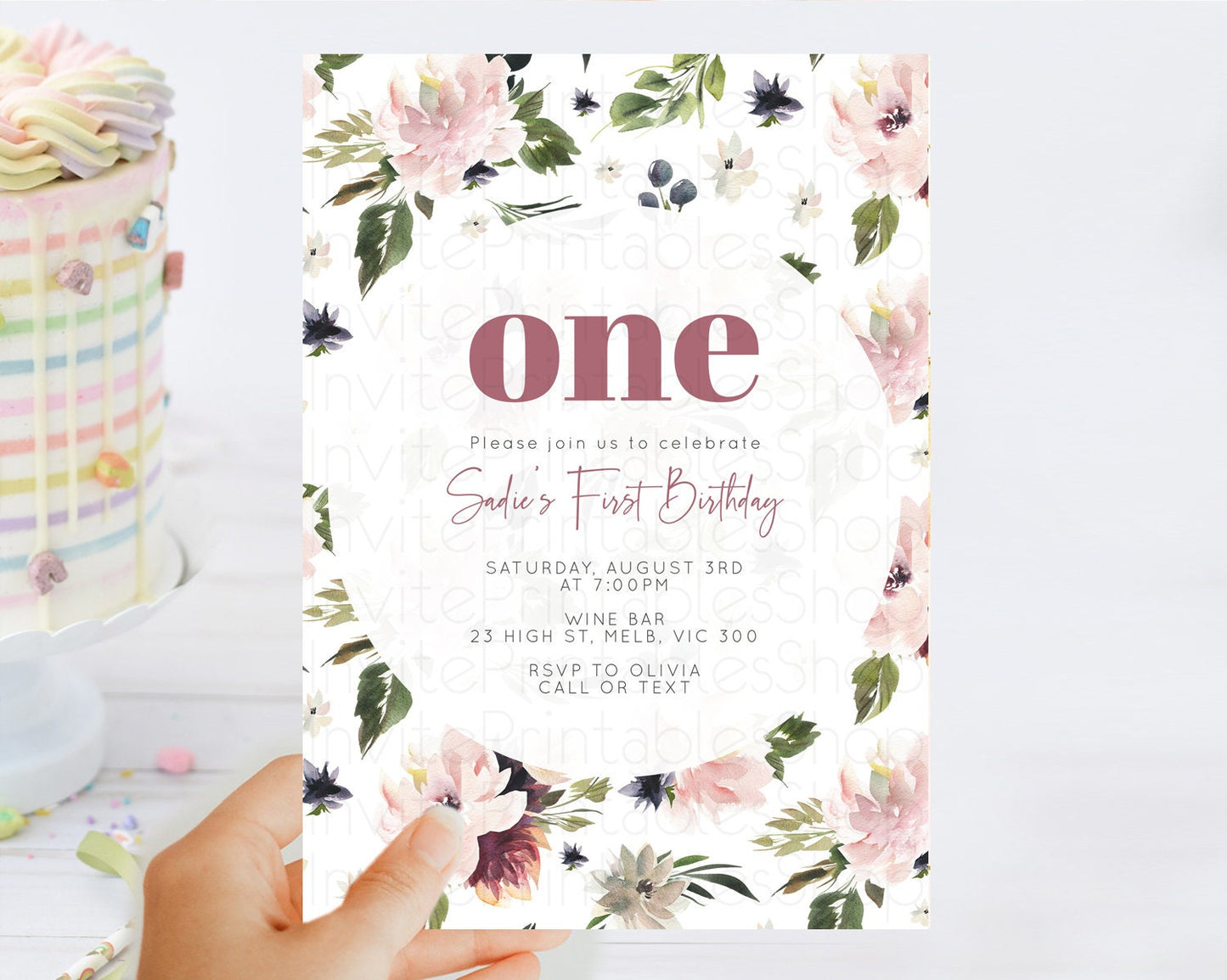 Secret Garden Invitation Wildflower Birthday Invitation Pastel Flowers Invite Enchanted Garden Boho Floral 3rd 2nd First Birthday D10538