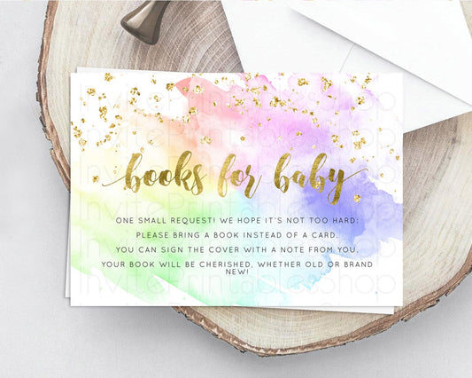 Editable Pastel Books For Baby Card Pastel Rainbow Book Insert Colorful Ombr