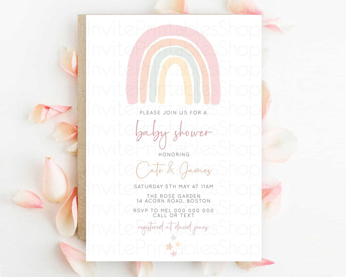 Pastel Rainbow Baby Shower Invitation Pastel Rainbow Invitation Rainbow Baby Invitation Pastel Invitation Boho Rainbow Invitation D10162