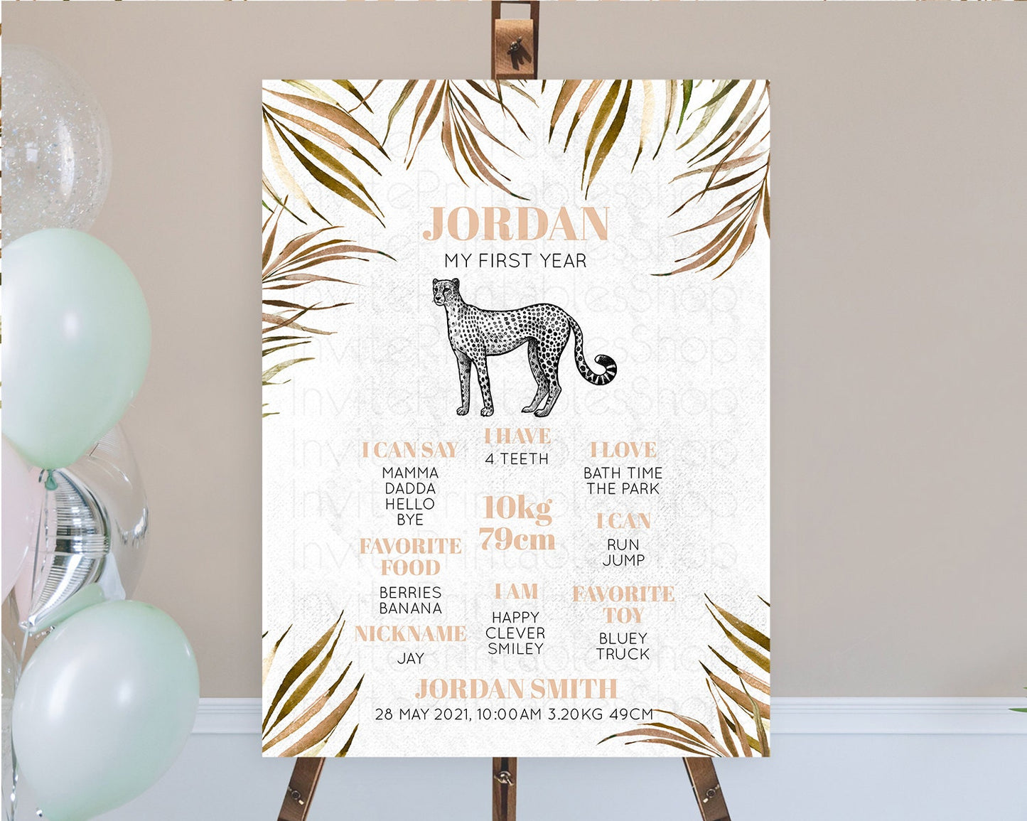 Cheetah First Birthday Milestone Board Cheetah Milestone Poster Cheetah Decor Safari Adventure Cheetah First Birthday Welcome Sign D10291